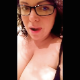 A fat girl wearing glasses records herself shitting into a toilet after spreading her ass for the camera. Poop action is not visible, but it is clearly heard as soon as she sits down. Vertical format video. Over 5 minutes.